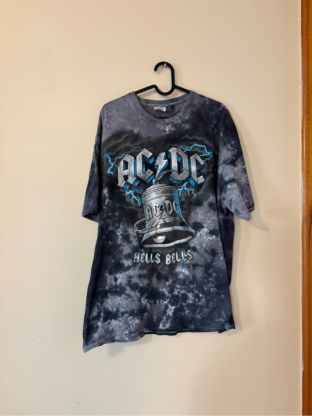 AC/DC Hells Bells Tie-Dye Graphic Tee - Black/Grey XL